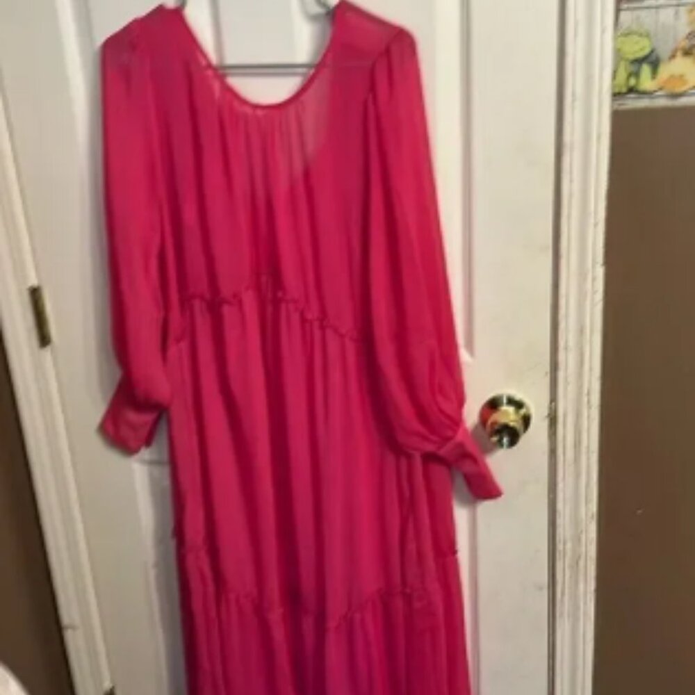 TopShop Premium TieredBrightPinkThrowOnMaxi DressNWOT XSmall.